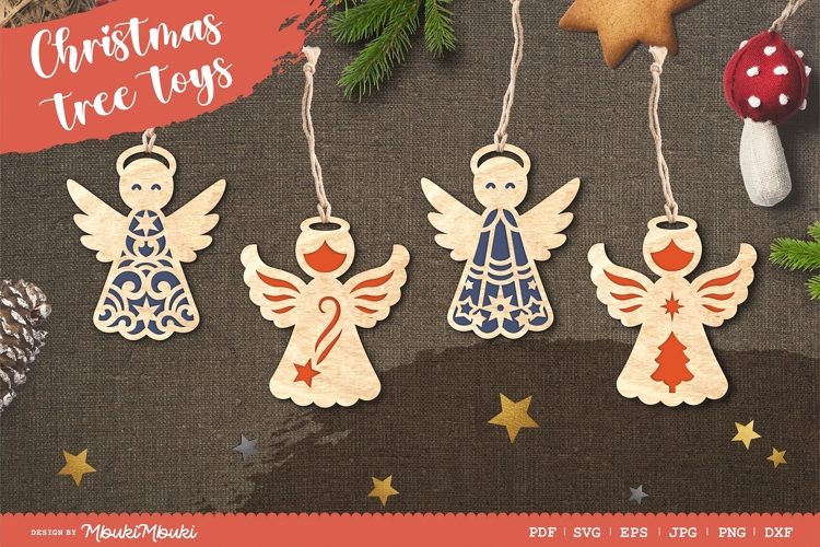 Christmas tree toys Angel / laser cut file / SVG