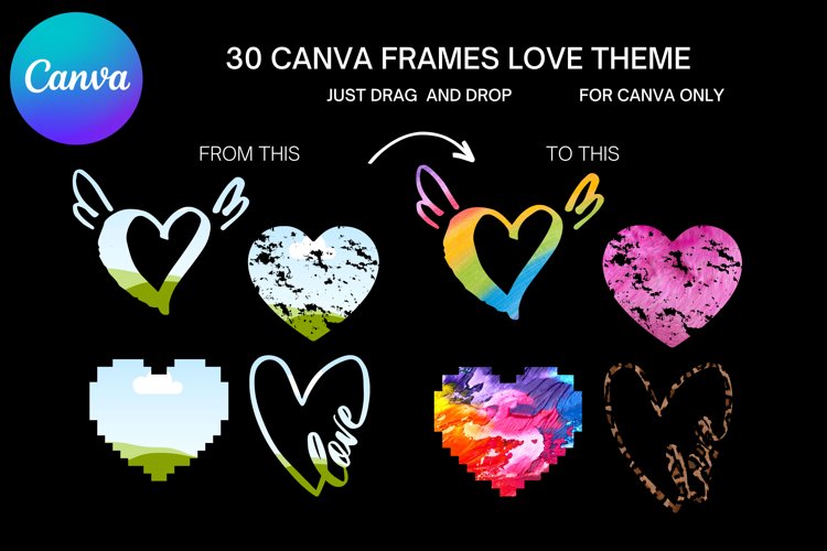 Valentine's Day CANVA Elements Frame Drag and Drop Your Des example image 1