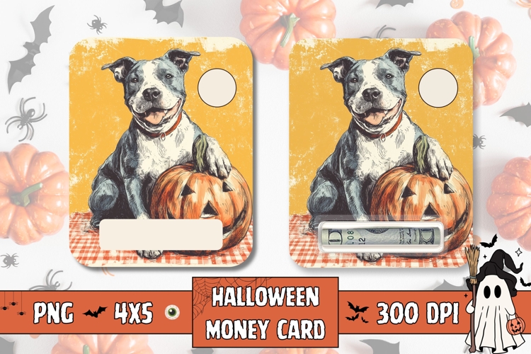 Retro Halloween Dog Money Card, Printable Halloween Card
