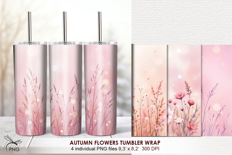 Autumn Flowers Tumbler Wrap - 4 Variations
