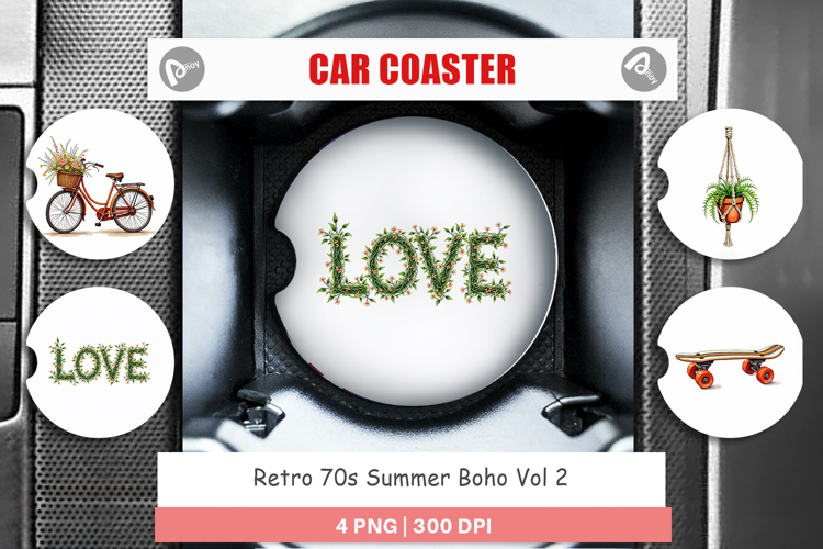 Retro 70s Summer Boho Car Coaster