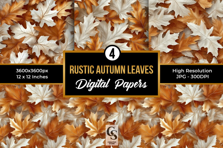 Rustic Autumn Leaves Digital Paper (6056178)