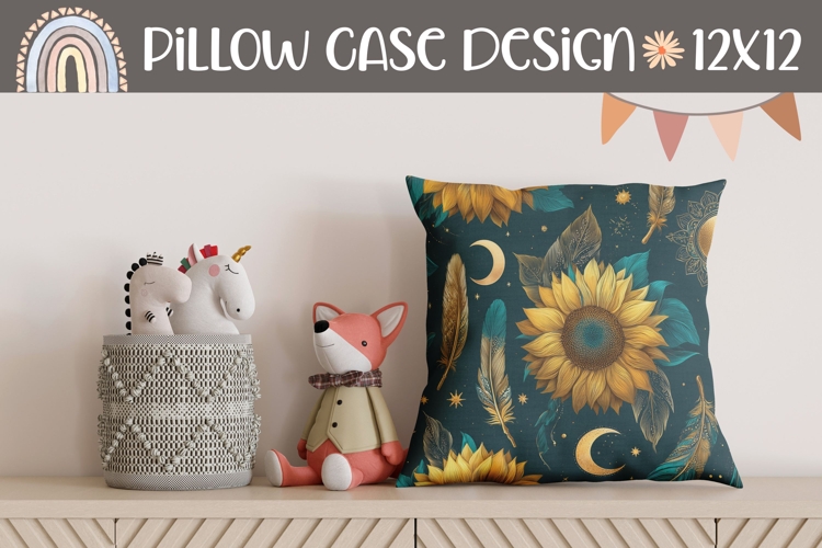 Cartoon Flowers Pillow Case, Celestial Pillow Design