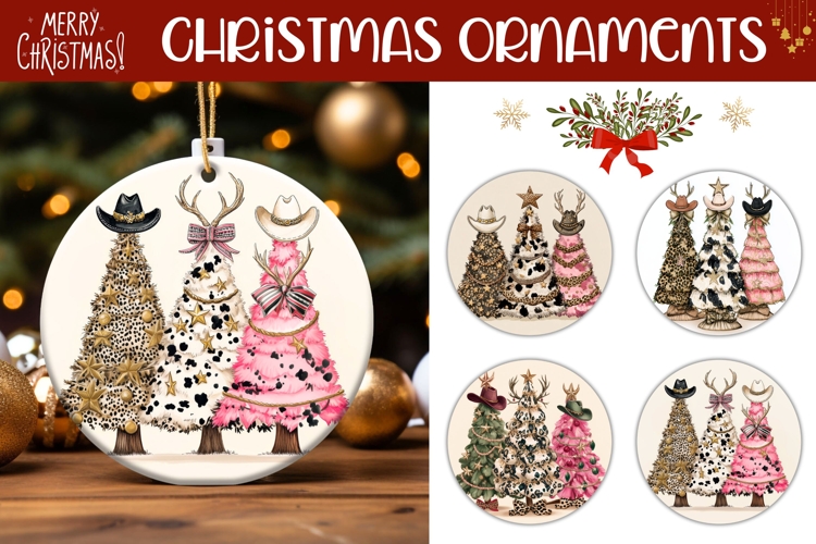 Rustic Christmas Tree Round Ornament Template