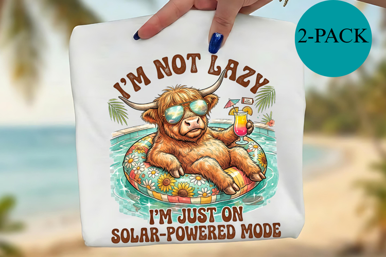 Funny Highland Cow PNG, Solar Powered Mode Sublimation