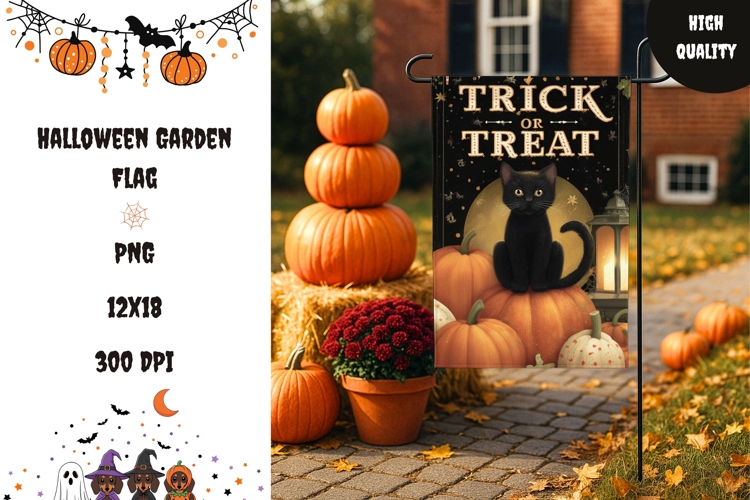 Trick Or Treat Garden Flag, Vintage Halloween Garden Flag
