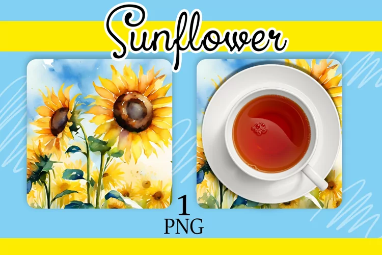watercolor sunflowers, a stand for hot