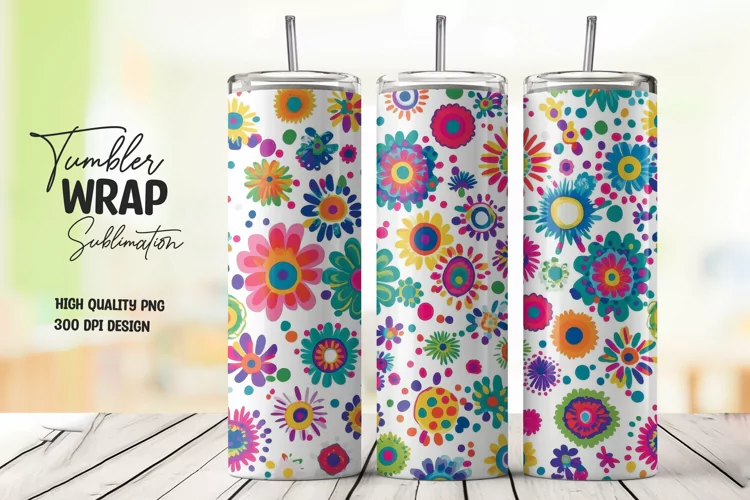 Floral Pattern Tumbler Wrap Sublimation Design