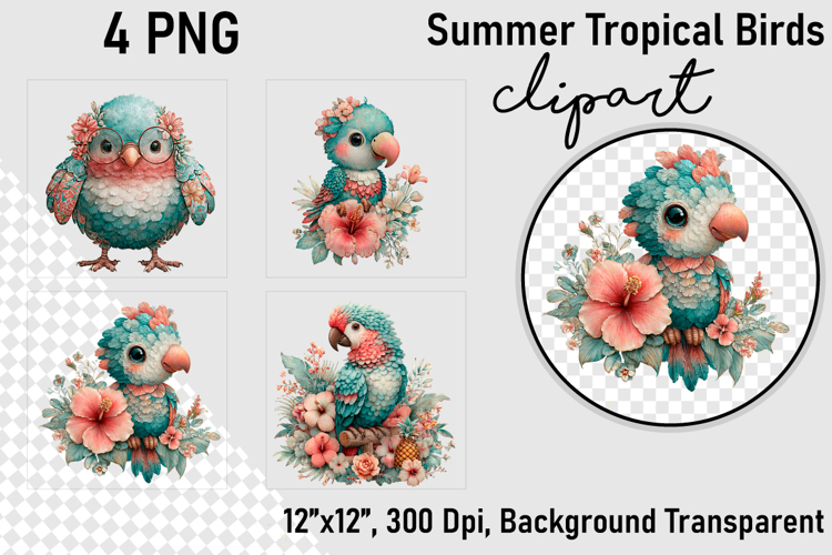 Summer Tropical Birds Clipart, Tropical Birds png