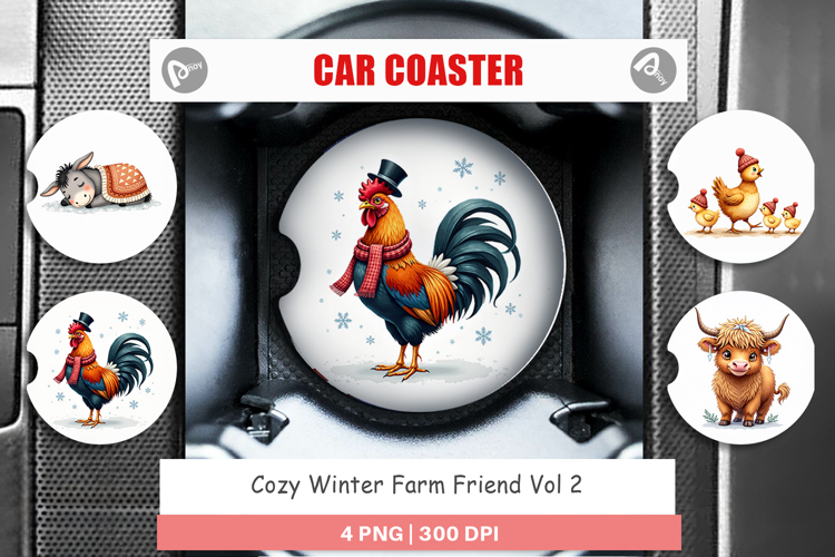 Winter Farm Friends Car Coaster