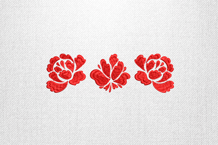 Triple Red Floral Border Embroidery Design