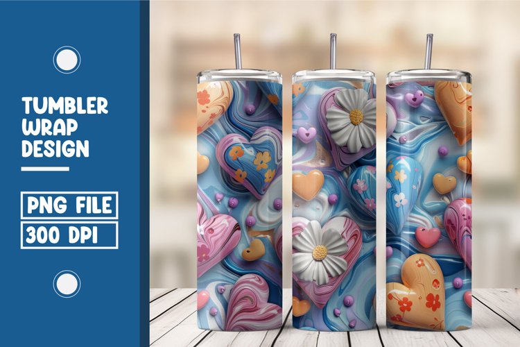 Heart Flower Tumbler Wrap Design example image 1