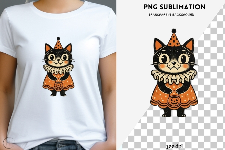 Vintage folk-art halloween png design for T-shirts