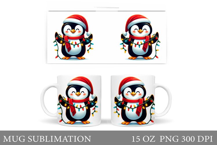 Cute Penguin Mug Design. Christmas Mug Sublimation example image 1