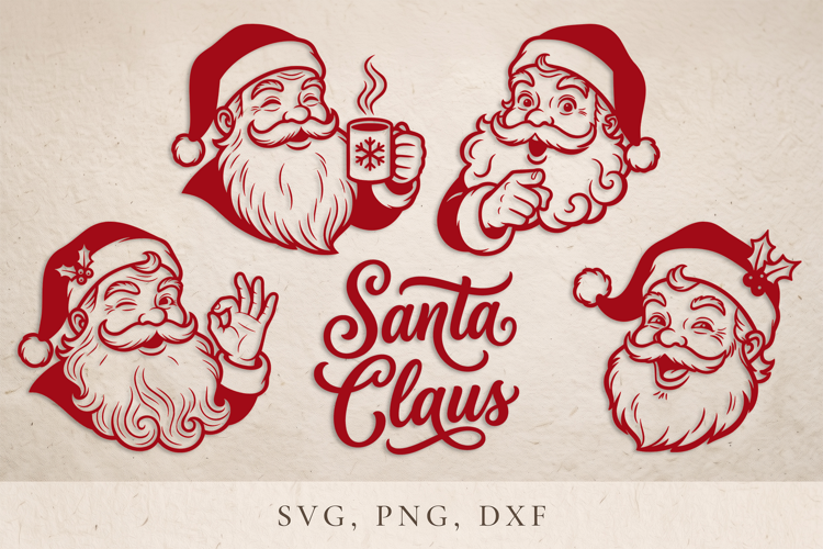 Vintage Santa SVG, Retro Santa Head svg, Santa Claus