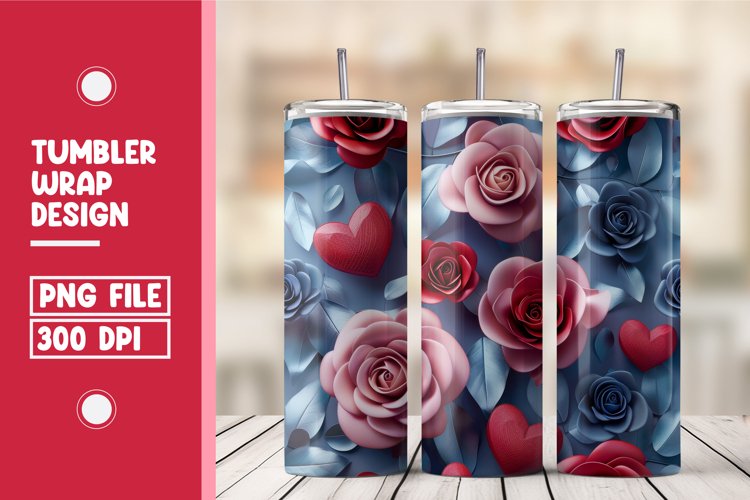 Heart Flower Tumbler Wrap Design example image 1