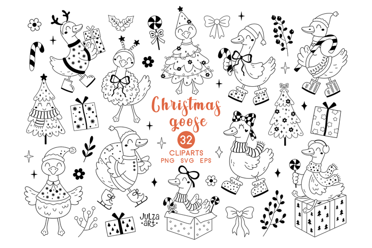 Silly Christmas Goose Clipart Funny Xmas Santa Goose PNG SVG