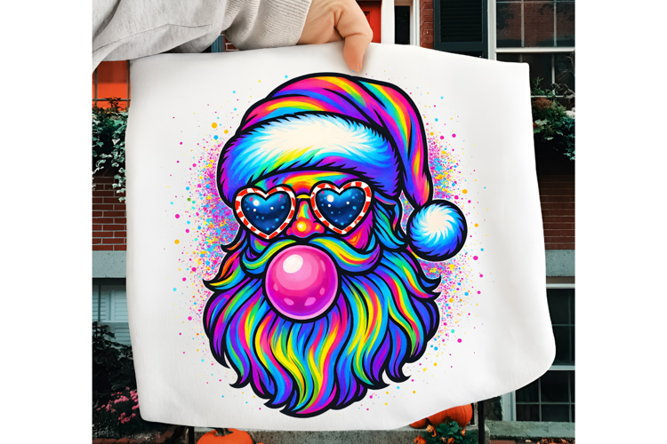 Retro Santa Christmas Blowing Bubble PNG, Christmas PNG