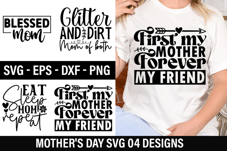 Mothers Day SVG Design - Eat sleep mom repeat