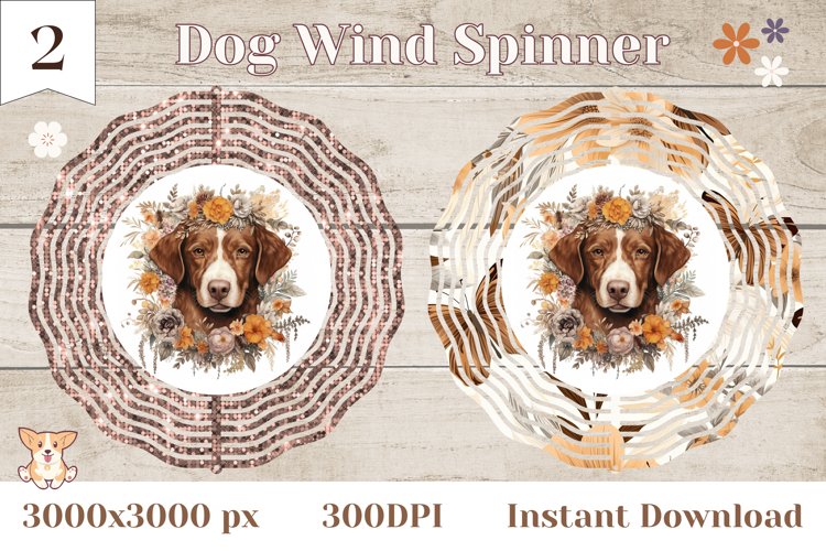 Watercolor Dog Wind Spinner Sublimation, Dog Sublimation example image 1