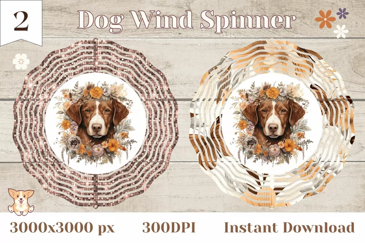 Watercolor Dog Wind Spinner Sublimation, Dog Sublimation