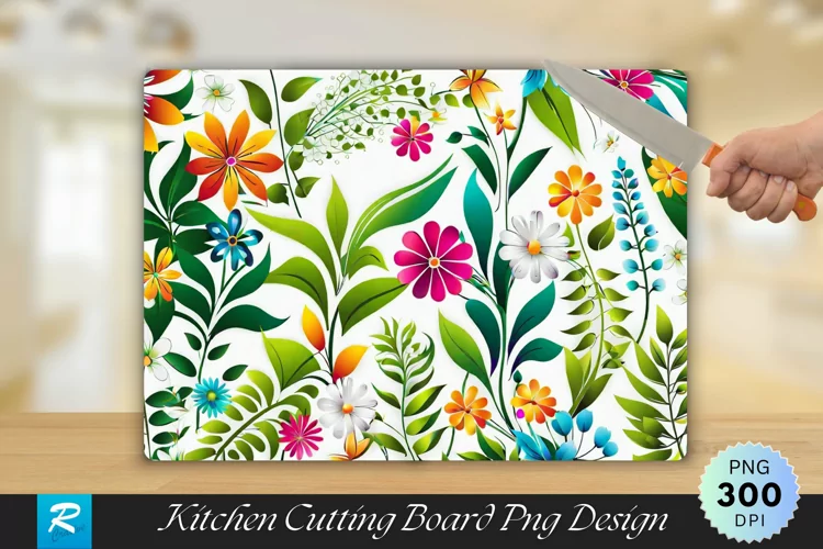 Cute Flower Pattern Cutting Board Sublimation Design