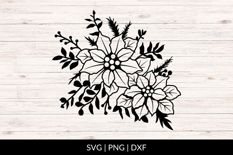 Hand Drawn Poinsettia Floral Arrangement SVG