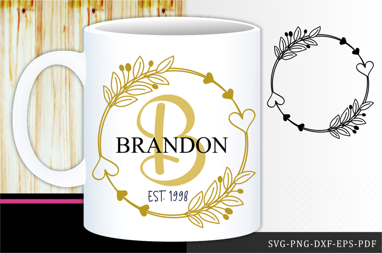 Family monogram SVG, Flower frame SVG, Hearth frame SVG