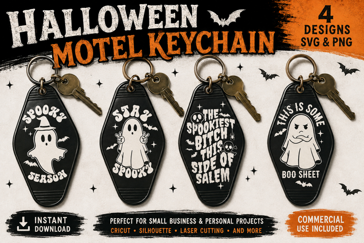 Halloween Motel Keychain SVG PNG, Spooky Ghost Sayings