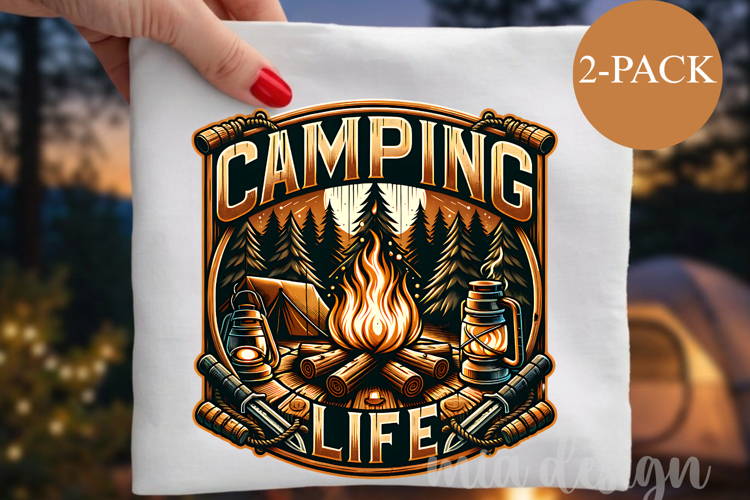 Camping Life PNG, Adventure Campfire Sublimation Design example image 1