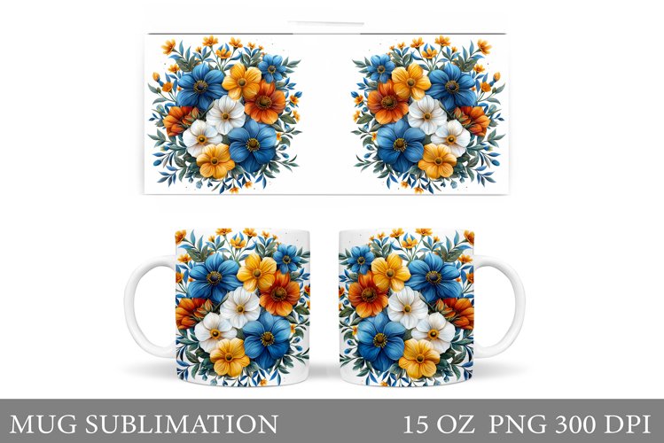 Flowers Mug Wrap Design. Flowers Mug Sublimation