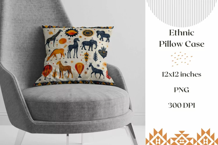 Ethnic Pillow Case Design, Ethnic Pillowcase Template