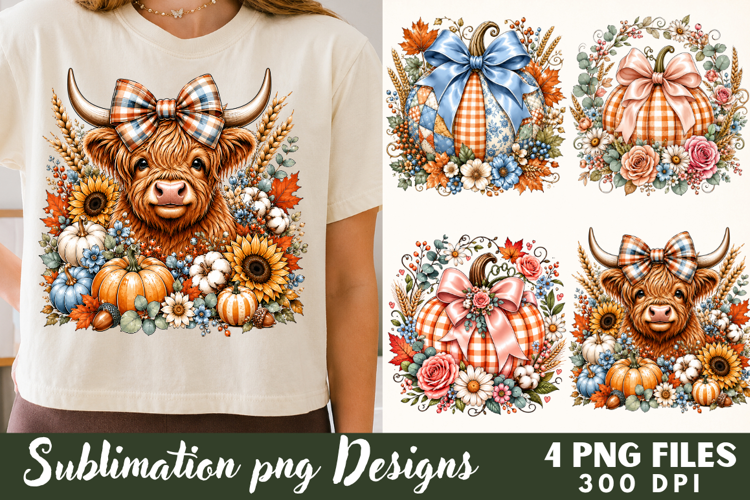 Fall Highland Cow Sublimation PNG file