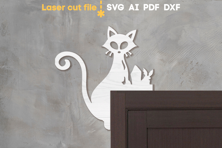 Cat Halloween Door Corner SVG laser cut file for Glowforge
