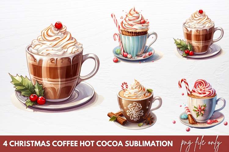 Christmas Coffee Hot Cocoa Sublimation PNG