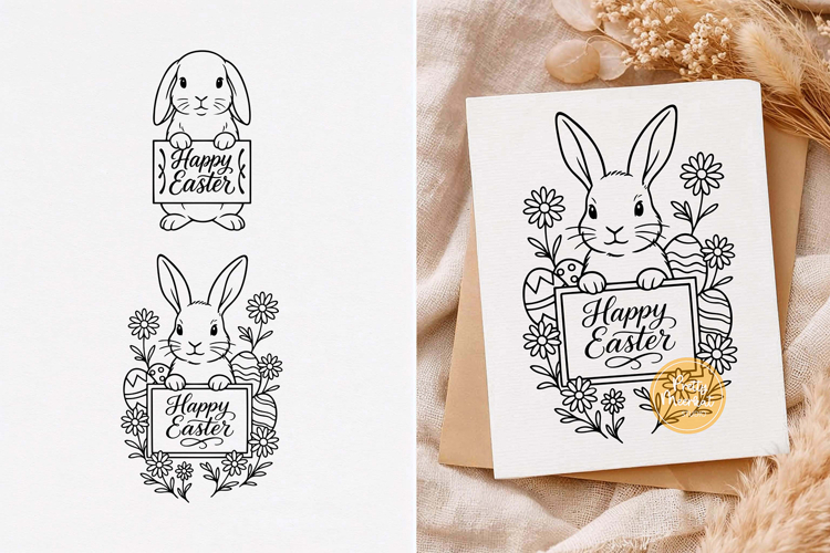 Easter Bunny svg, Happy Easter svg, Easter svg, Line Art