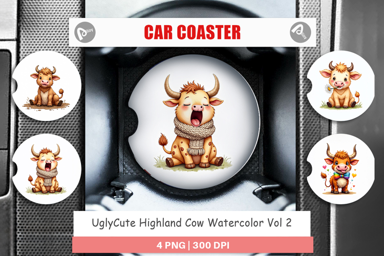 Highland Cow Farm Friends Car Coaster