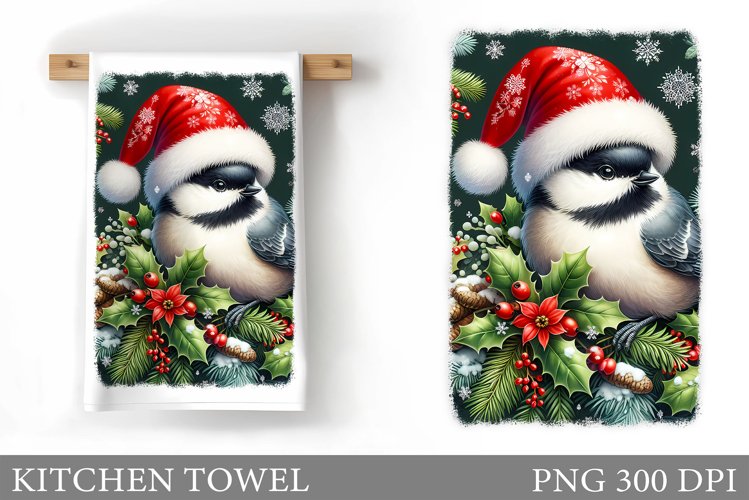 Cute Bird Kitchen Towel. Christmas Kitchen Towel Design example image 1