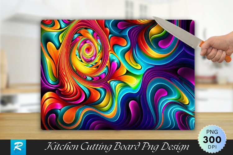 Colorful Floral Cutting Board Sublimation Design example image 1