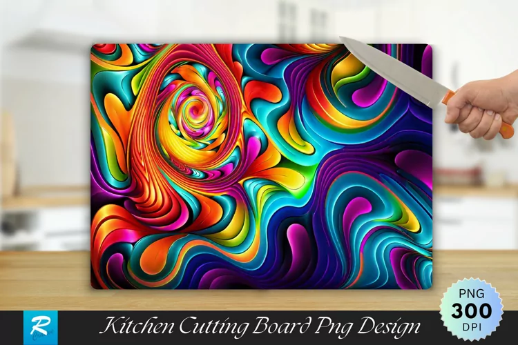Colorful Floral Cutting Board Sublimation Design