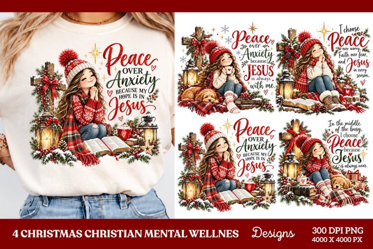 4 Christian Anxiety Quote PNG Designs, 4 Christmas Faith and example image 1