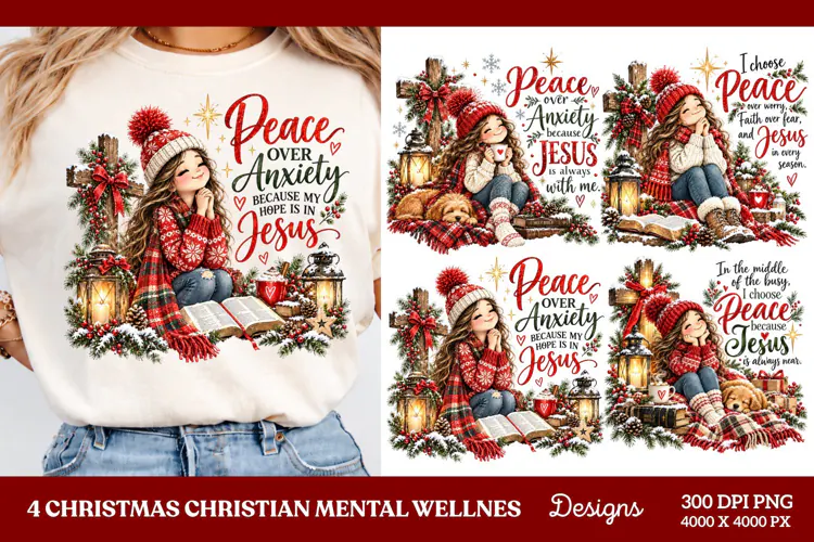 4 Christian Anxiety Quote PNG Designs, 4 Christmas Faith and