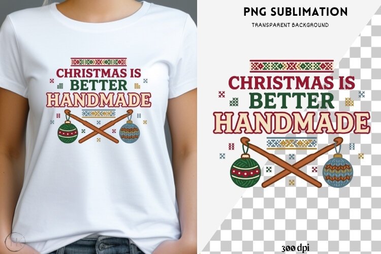Christmas crochet png design for T-shirts example image 1