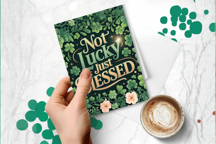 Not Lucky Just Blessed Greeting Card PNG Sublimation Design!
