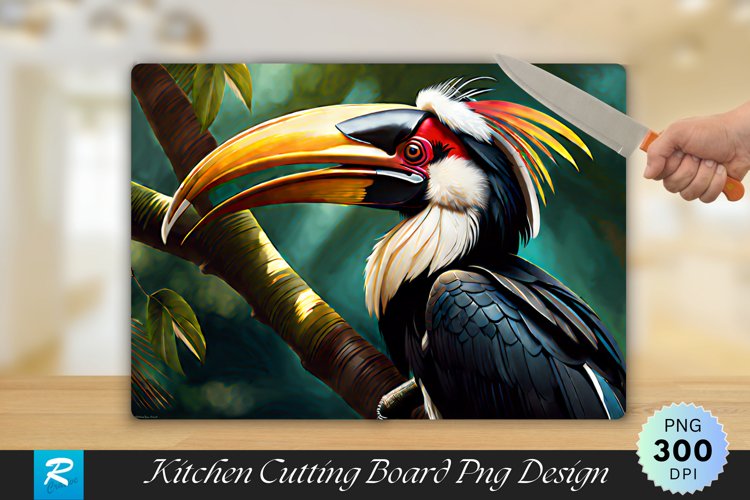 Hornbill Background Cutting Board Sublimation Design example image 1