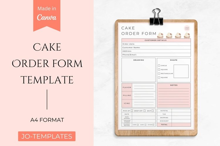 Cake Order Form Printable Template