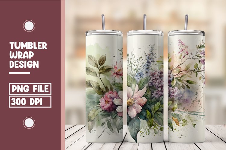 Spring floral tumbler wrap sublimation example image 1