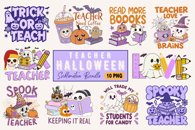 Halloween Teacher Sublimation Bundle, Teachers day Halloween