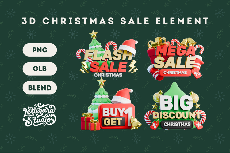3D Christmas Sale Element 01