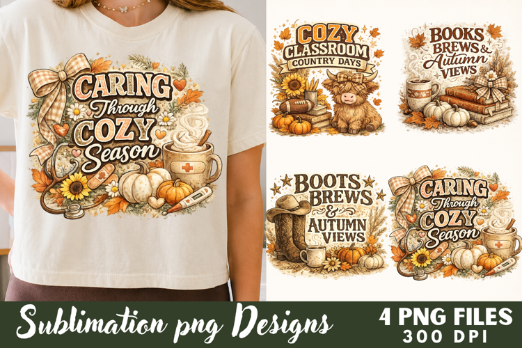 Caring Through Cozy Season Nurse Sublimation Files